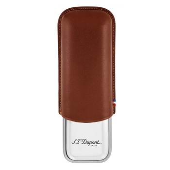 S.T. DUPONT METAL DOUBLE CIGAR CASE BROWN