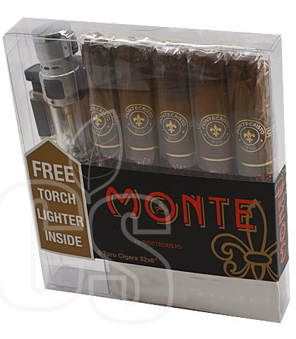 MONTE BY MONTECRISTO TORO CIGARS & 1 FREE TORCH LIGHTER
